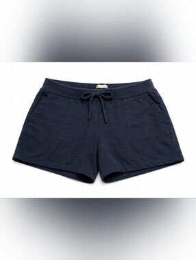 Per Se Men’s Linen Blend Shorts Size Small Navy Blue Drawstring Casual